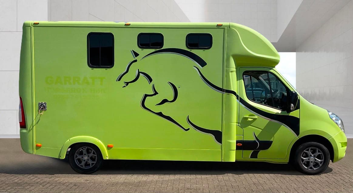 Foxy — full side profile showing the horse graphic